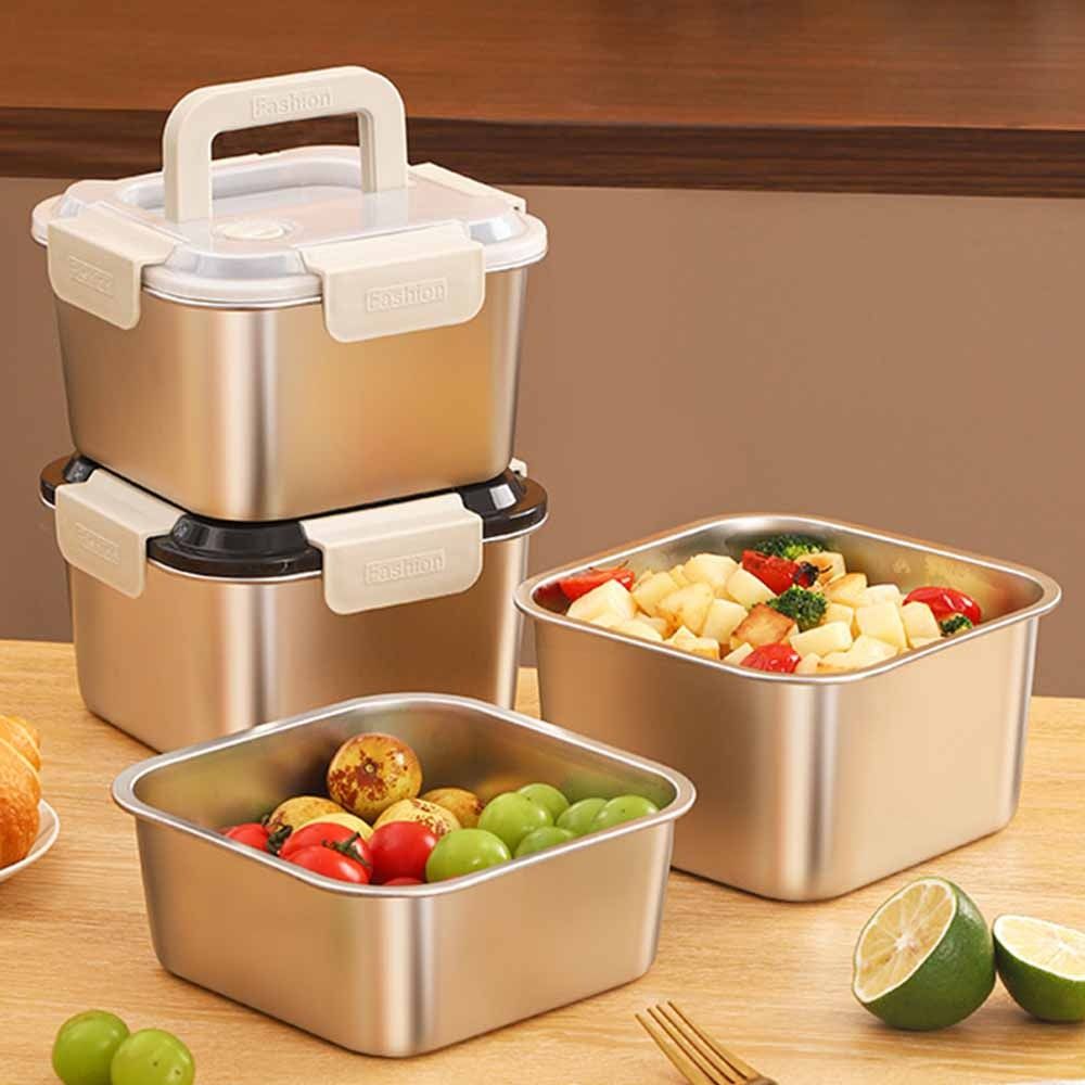 Food Snacks For Camping - 1800ML Stainless Steel Crisper Box Square