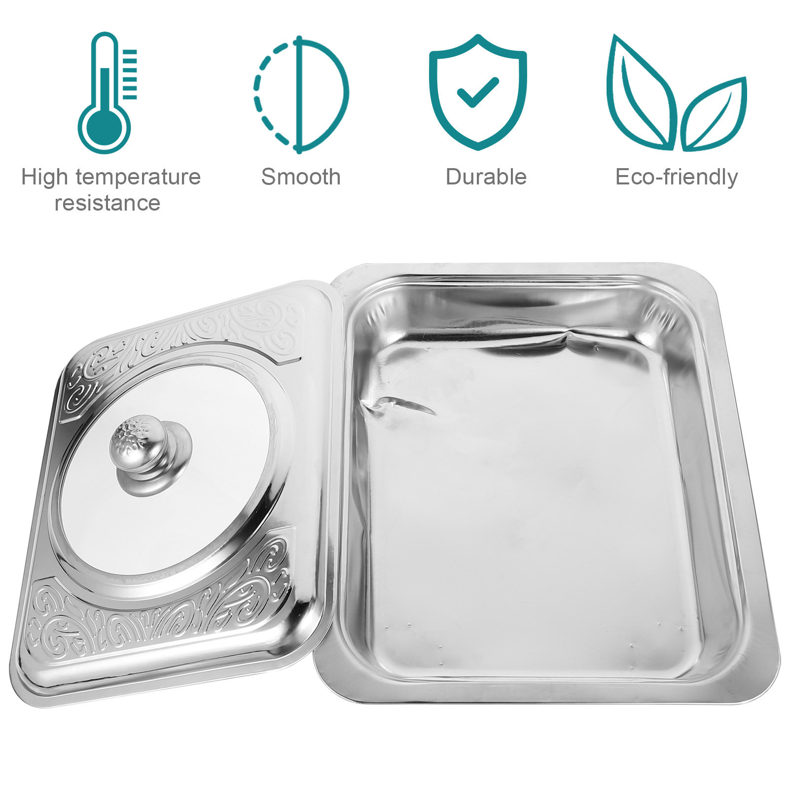 Food Snacks Easy - 1Pcs Stainless Steel Rectangular Food Tray