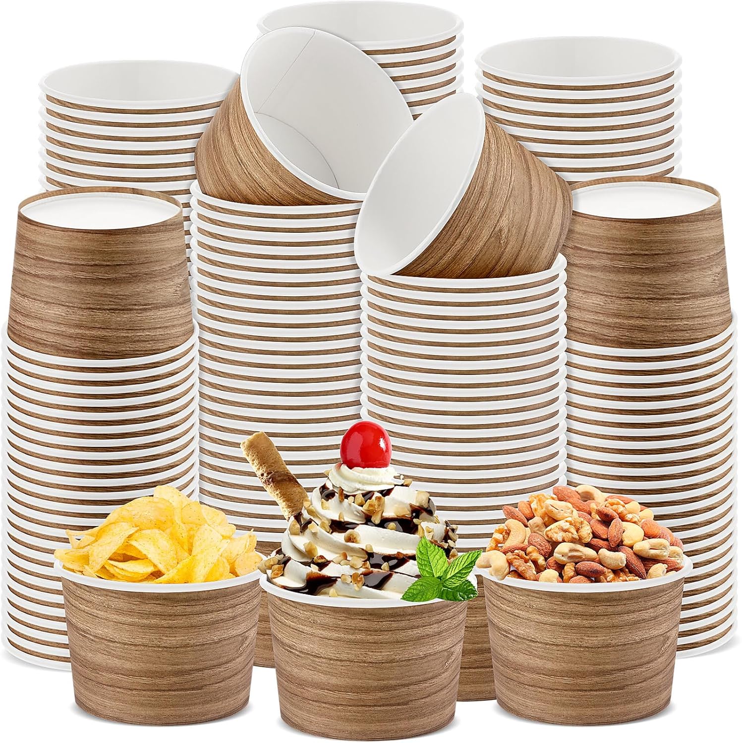 Food Or Snacks - 180 Pcs Wood Grain Paper Ice