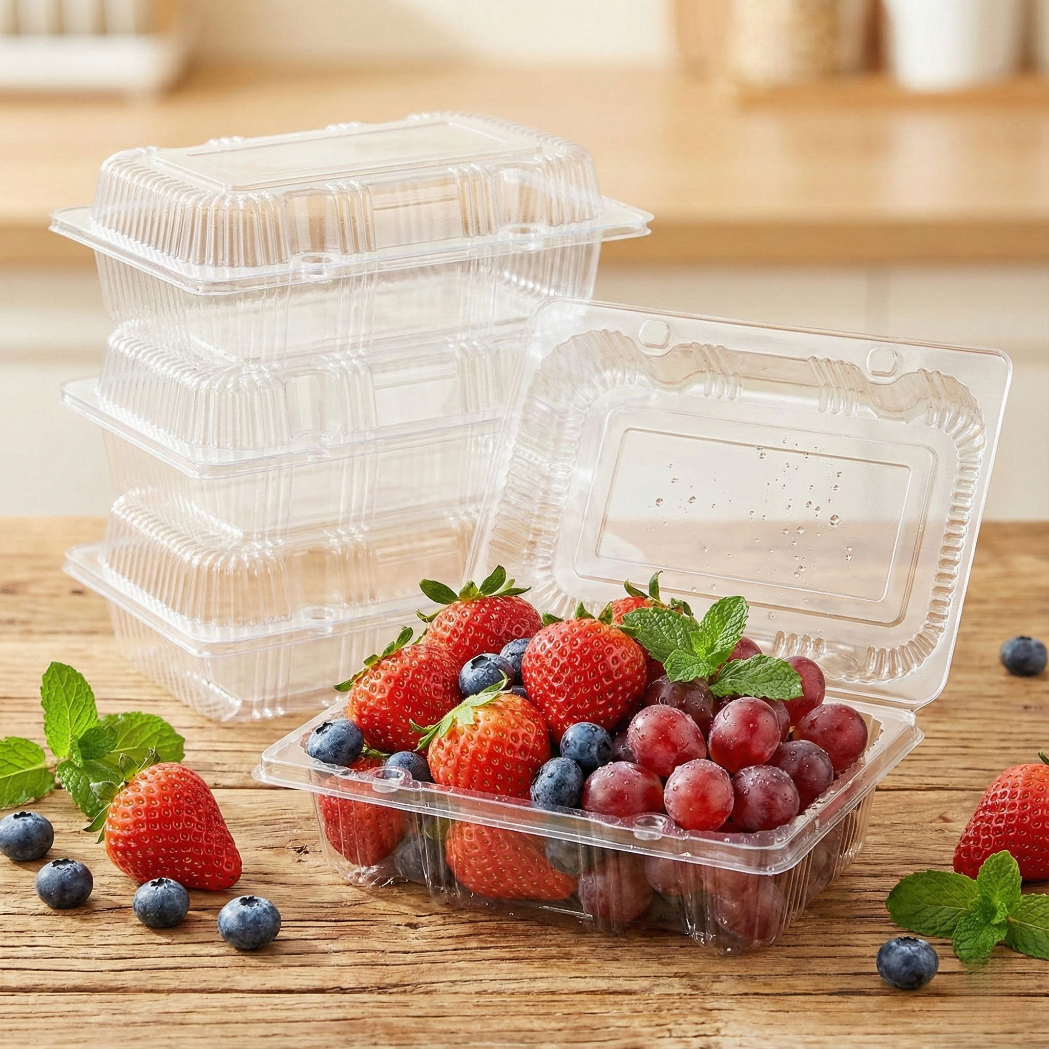 Food Packed Snacks - 50-Pack Clear Plastic Disposable Food Trays