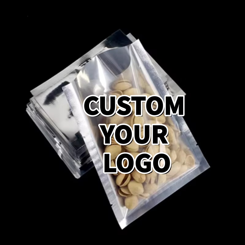 Food Packed Snacks - 100 Pack Silver Glossy Flat Pouches