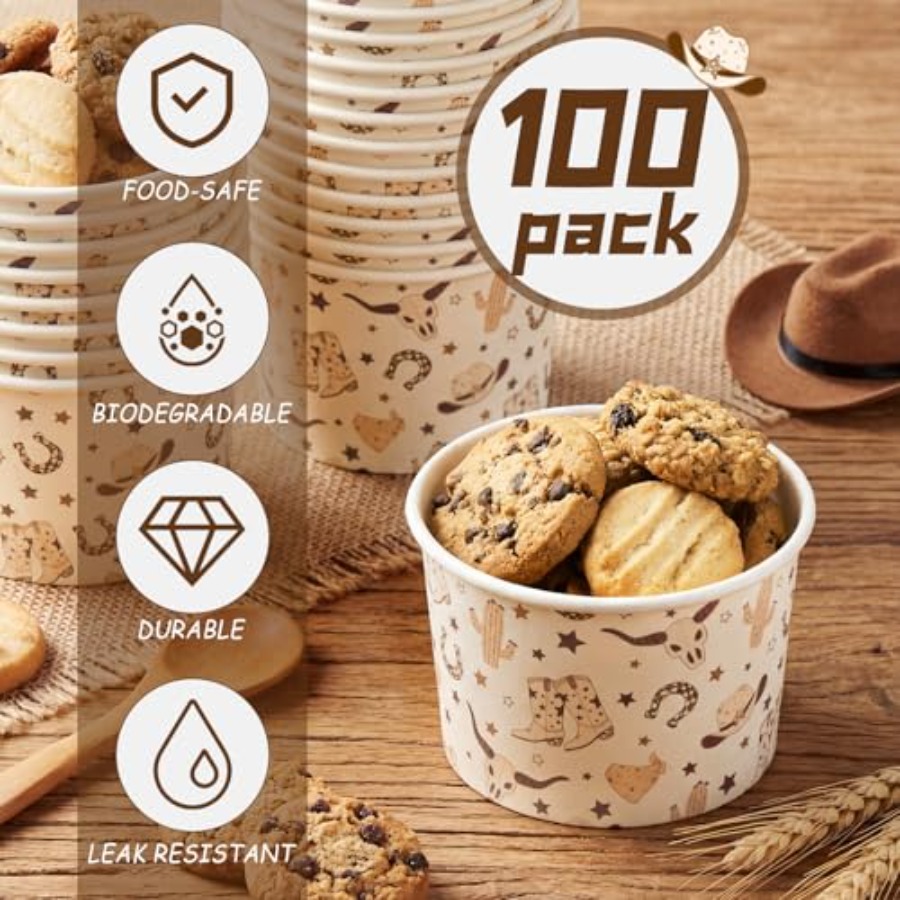 100 Pack 9 oz Paper Ice Cream  - Food Or Snacks 评论和价格