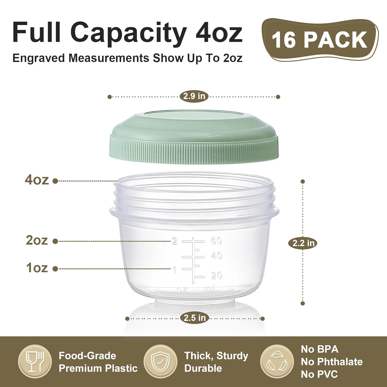 16 Pack 4oz Reusable Plastic C - Food Packed Snacks 评论和价格