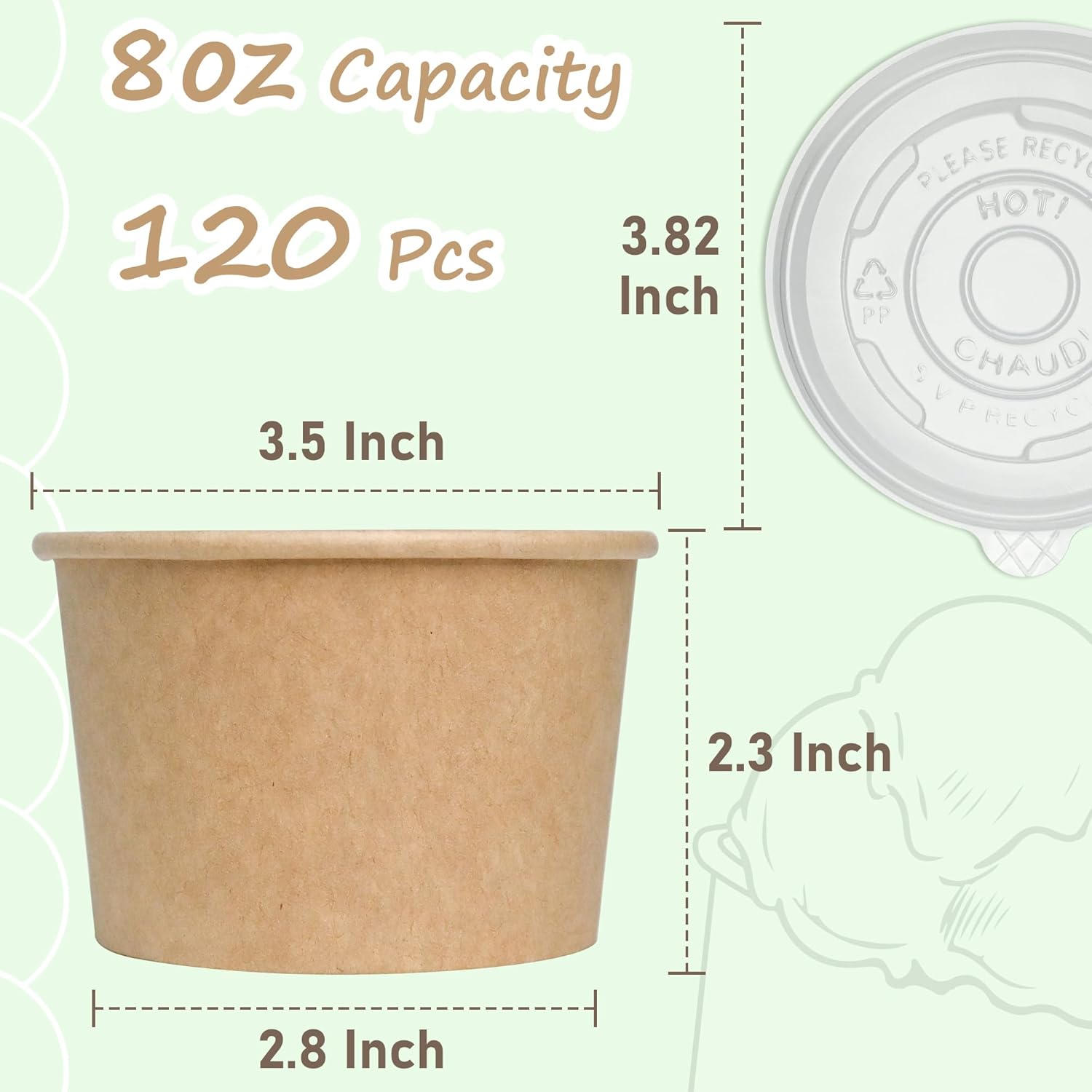 Paper Ice Cream Cups with Lids - Food Or Snacks 评论和价格