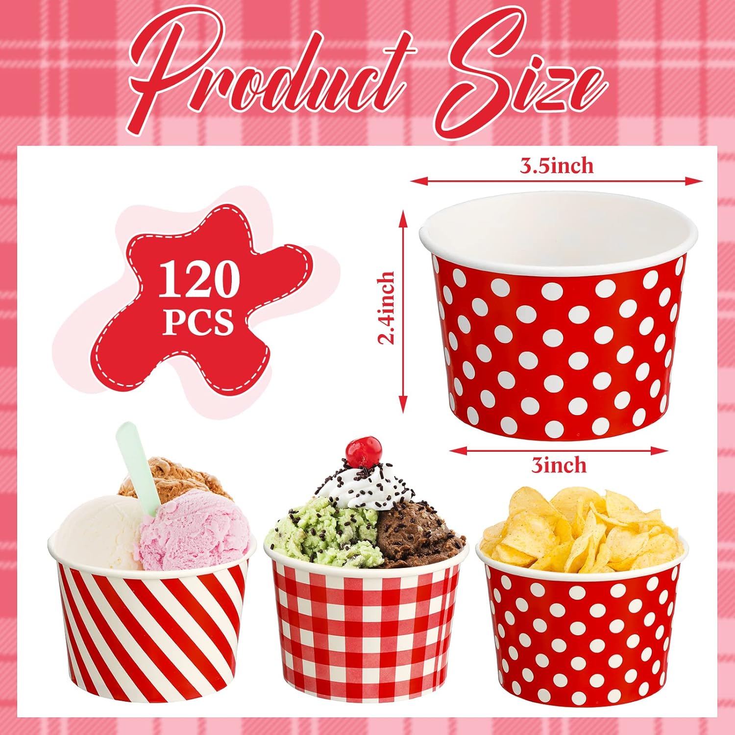 120 Pack Paper Ice Cream Cups  - Food Or Snacks 评论和价格