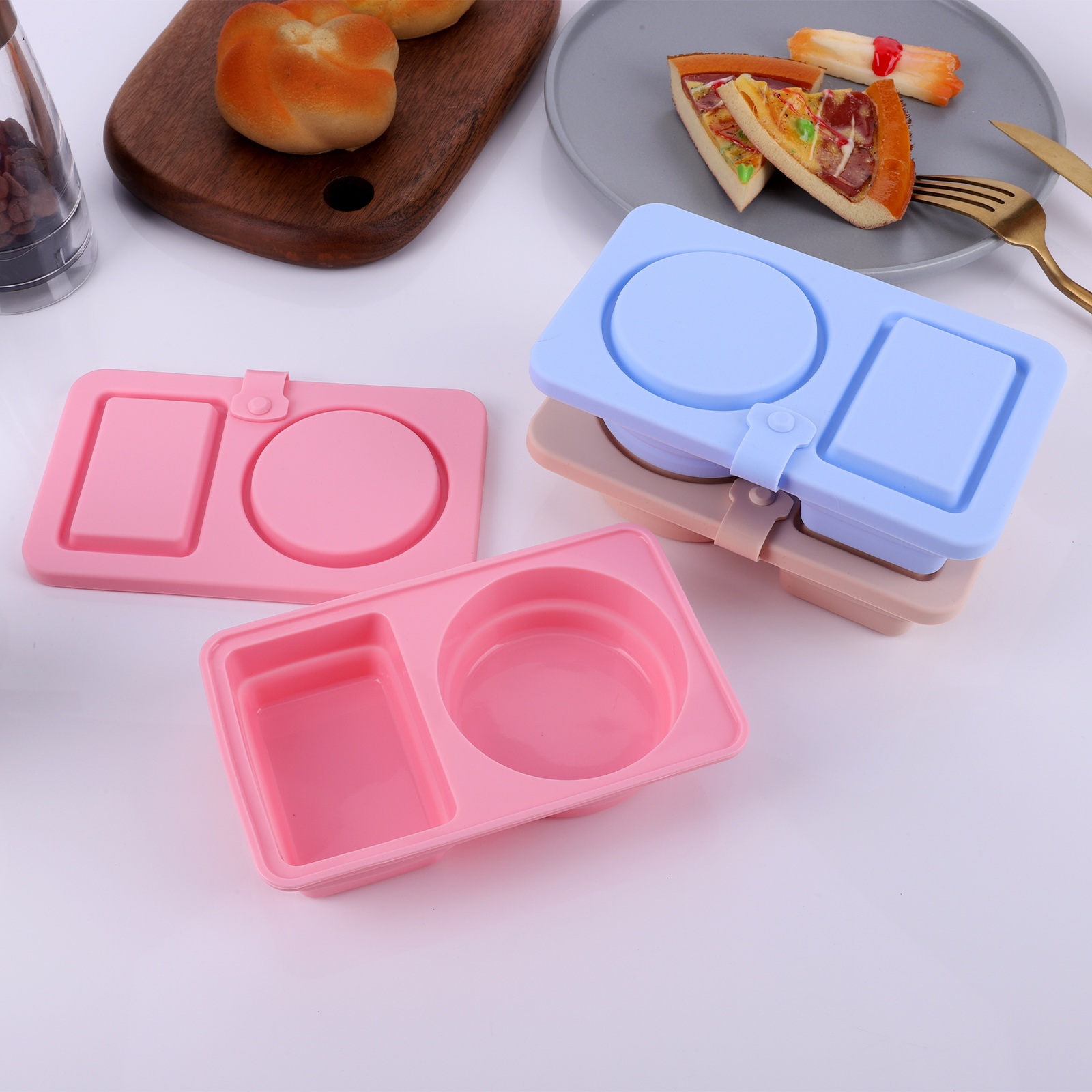 3Pcs 2 Compartment Silicone Sn - Food Snacks For Camping 评论和价格