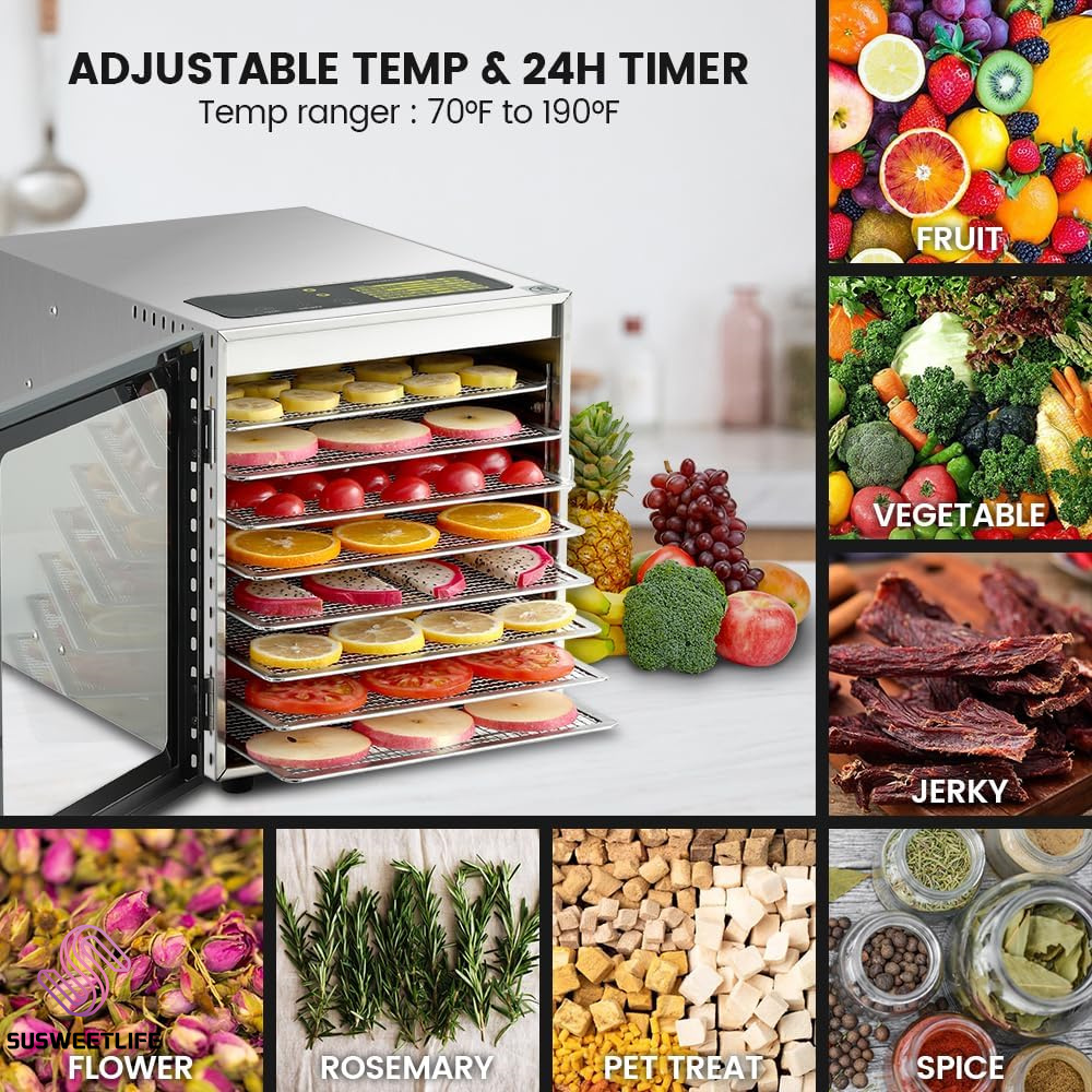 500W 8-Tray Large Capacity Foo - Food Dehydrator Snacks 评论和价格