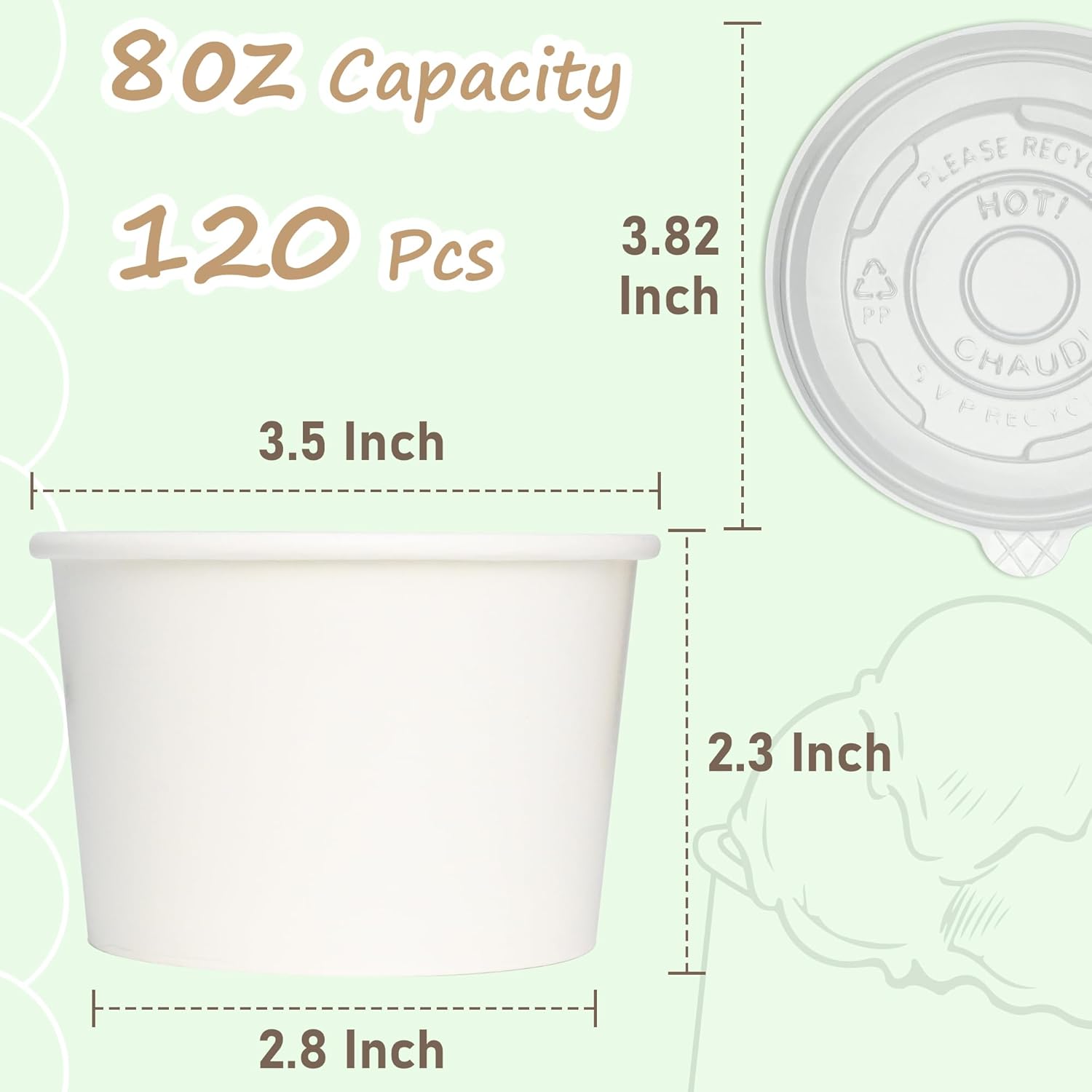Paper Ice Cream Cups with Lids - Food Or Snacks 评论和价格