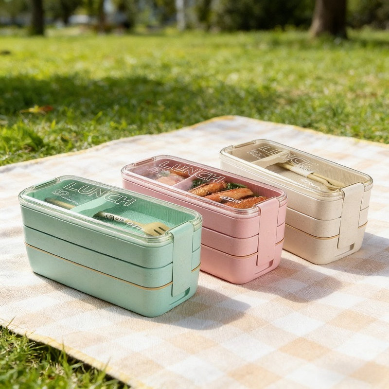 3 in 1 Wheat Straw Bento Box R - Food Or Snacks 评论和价格