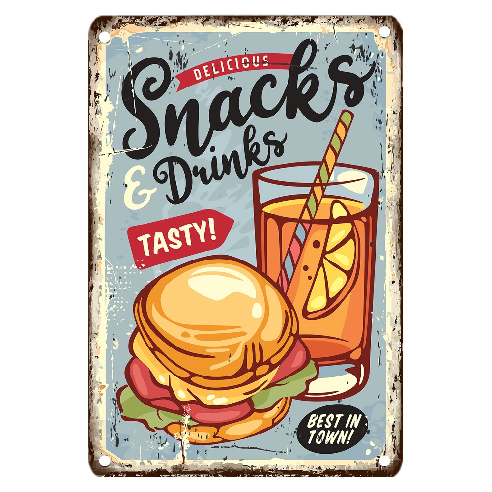 Vintage Food Metal Sign, 12x8  - Food Snacks Easy 评论和价格