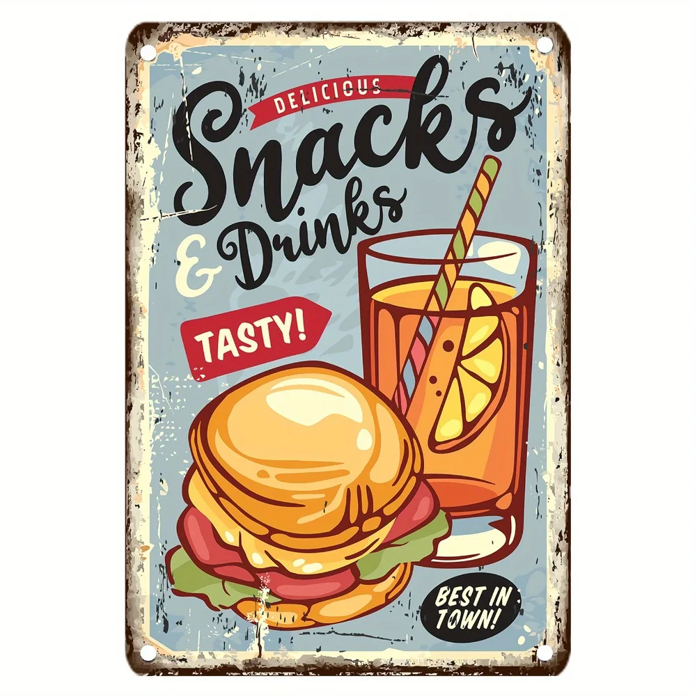 Vintage Food Metal Sign, 12x8  - Food Snacks Easy 评论和价格